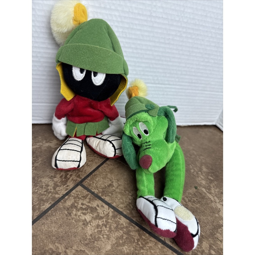 Lot Of 2 VTG 1997 Marvin The Martian K-9 Plush Warner Bros Store Looney Tunes